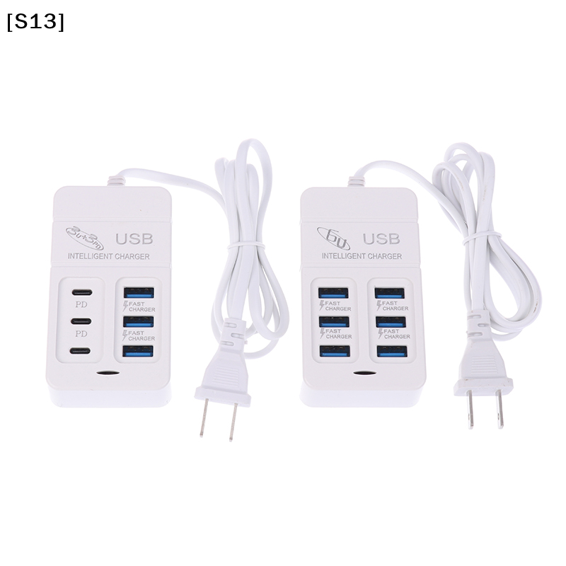 1PC 6Ports Multiport USB Charger 35W PD Type-C Mobil